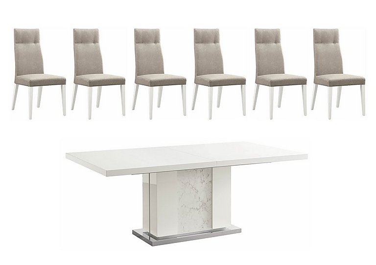 ALF - Fascino Extending Dining Table and 6 Faux Leather Chairs