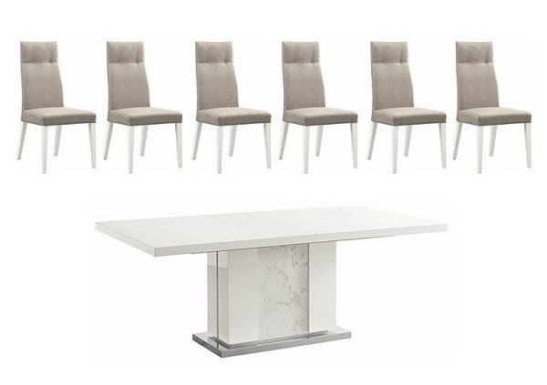 ALF  Fascino Large Extending Dining Table and 6 Faux Leather Chairs | Bed Sava