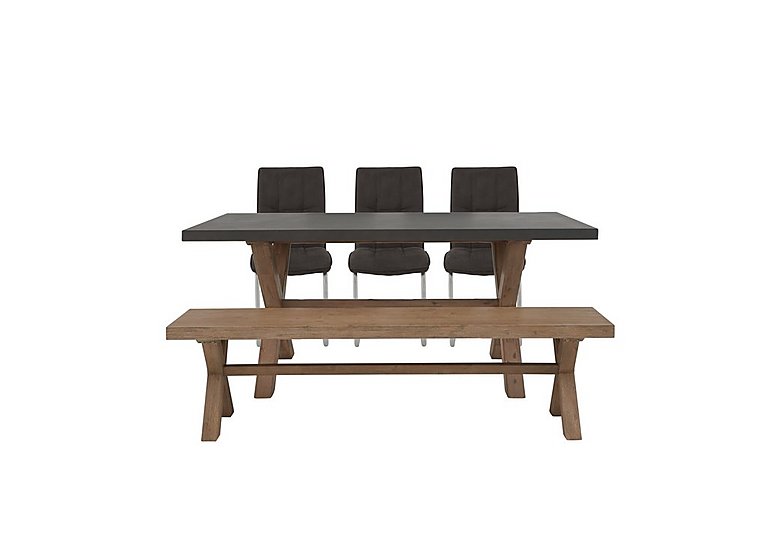 Fusion Large Table, 3 Chairs and Dining Bench Set