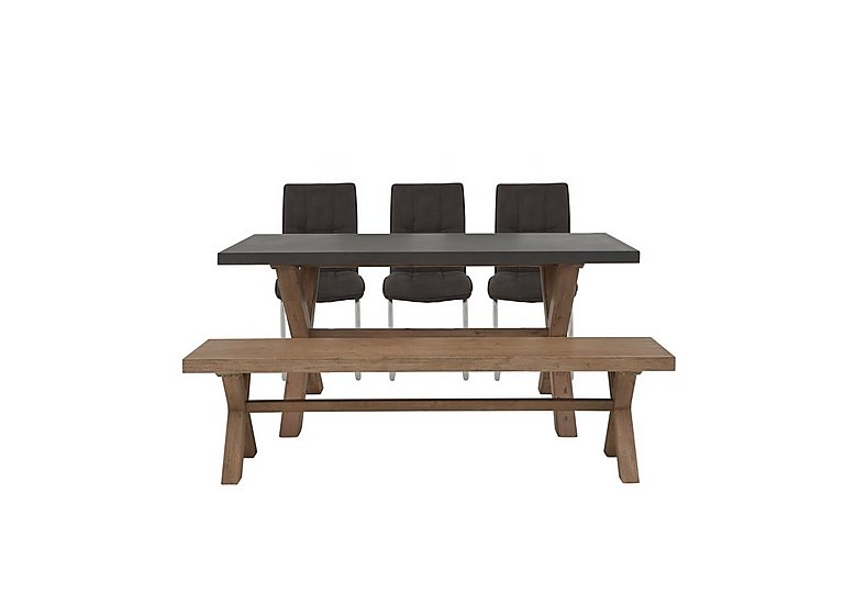 Fusion Small Table, 3 Chairs and Dining Bench Set