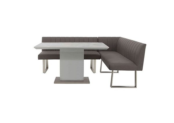 Grigio Fixed Dining Table and Right Hand Facing Corner Bench Set | Bed Sava