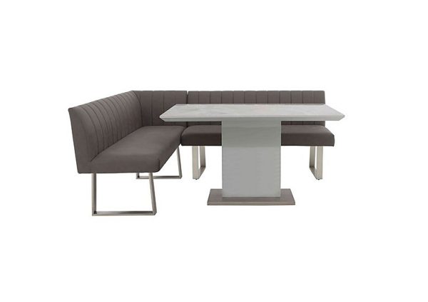 Grigio Fixed Dining Table and Left Hand Facing Corner Bench Set | Bed Sava