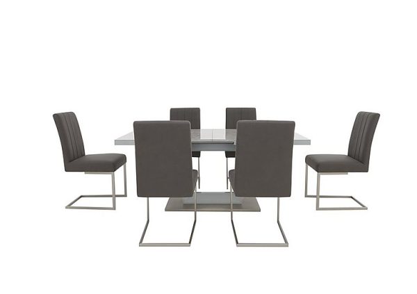 Grigio Large Extending Dining Table and 6 Chairs | Bed Sava
