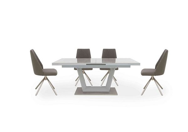 Grigio Large Extending Table with 4 Swivel Dining Chairs | Bed Sava