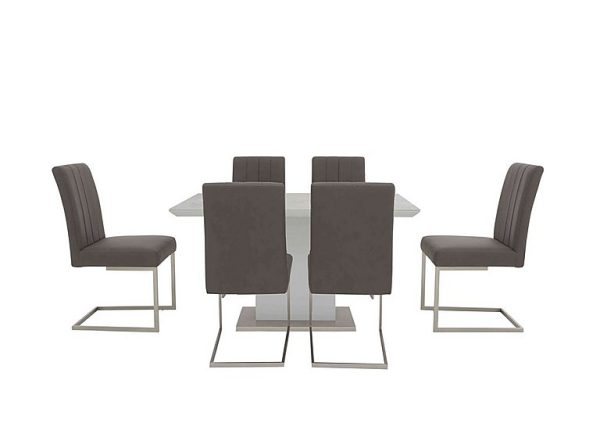 Grigio Fixed Dining Table and 6 Chairs | Bed Sava