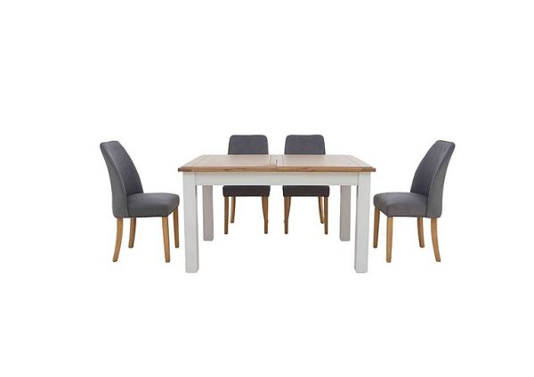 Furnitureland  Hamilton Rectangular Extending Dining Table and 4 Fabric Chairs | Bed Sava