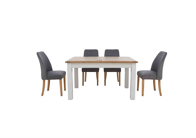 Furnitureland - Hamilton Rectangular Extending Dining Table and 4 Fabric Chairs