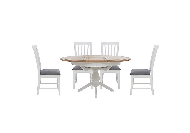 Furnitureland - Hamilton Round Extending Dining Table and 4 Wooden Chairs
