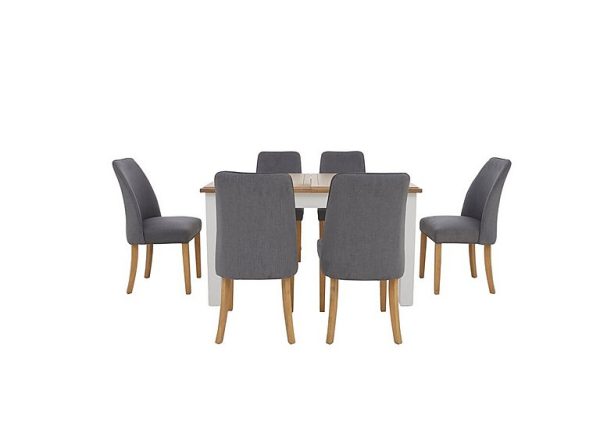 Furnitureland  Hamilton Rectangular Extending Dining Table and 6 Fabric Chairs | Bed Sava