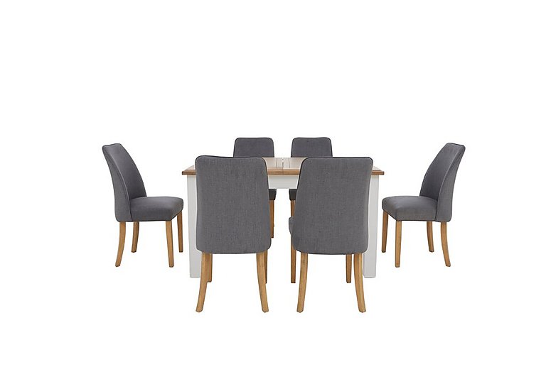 Furnitureland - Hamilton Rectangular Extending Dining Table and 6 Fabric Chairs