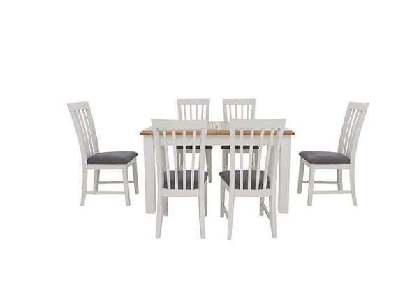 Furnitureland  Hamilton Rectangular Extending Dining Table and 6 Wooden Chairs | Bed Sava