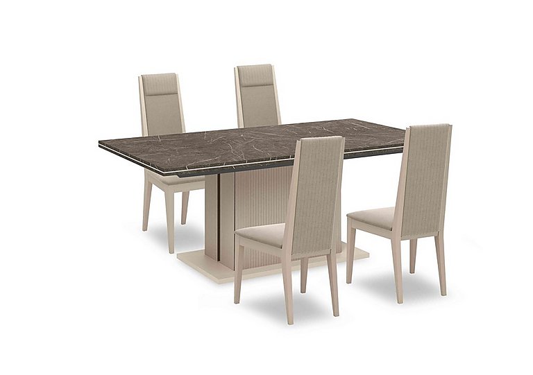 Lusso Small Extending Dining Table and 4 Panelled Fabric Chairs
