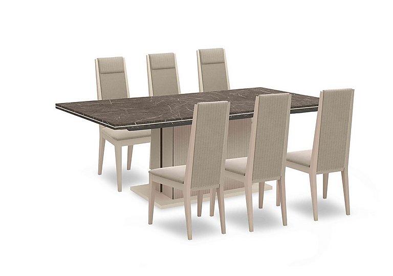 Lusso Large Extending Dining Table and 6 Panelled Fabric Chairs