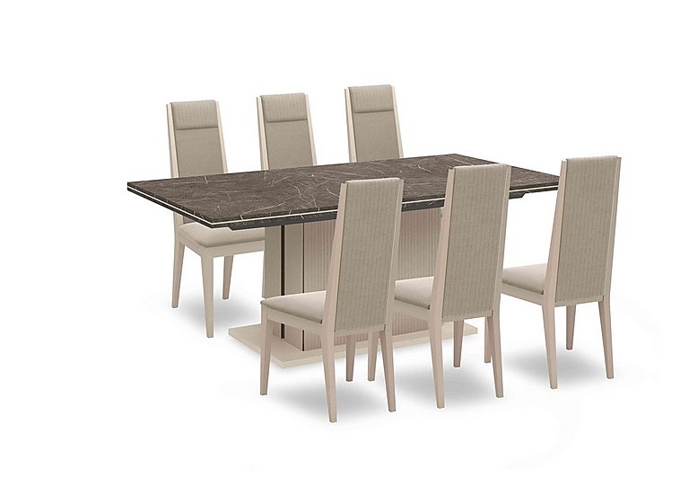 Lusso Small Extending Dining Table and 6 Panelled Fabric Chairs