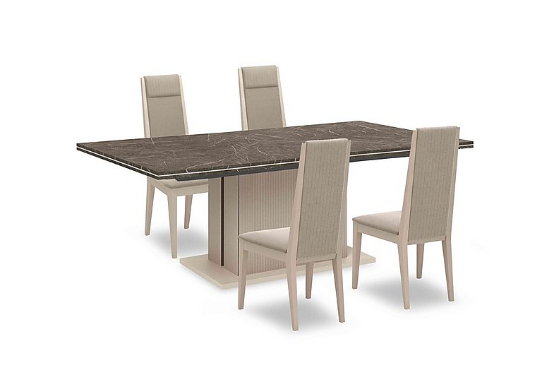 Lusso Large Extending Dining Table and 4 Panelled Fabric Chairs