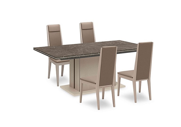 Lusso Small Extending Dining Table and 4 Panelled Faux Leather Chairs