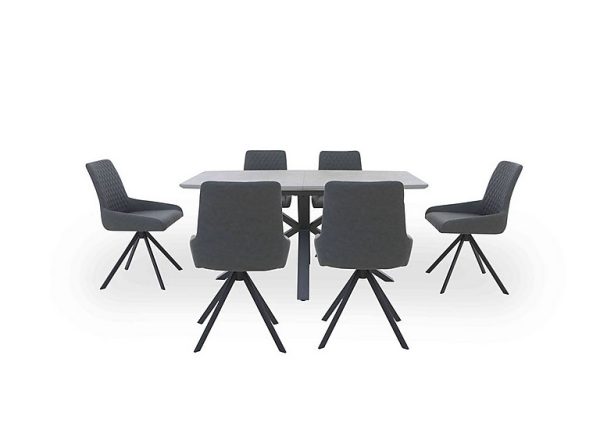 Matteo Extending Dining Table with 6 Faux Leather Chairs | Bed Sava