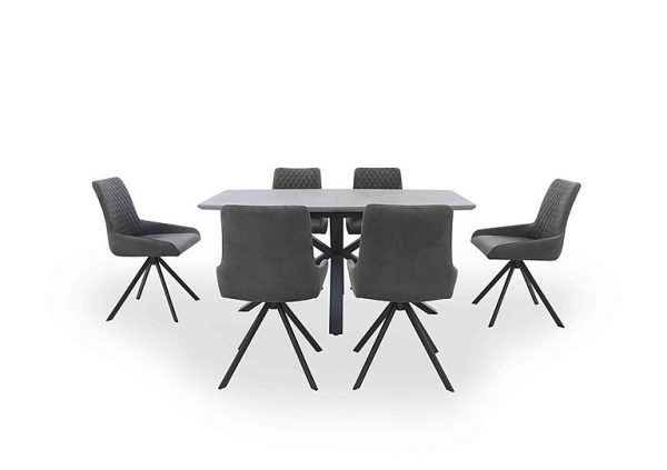 Matteo Extending Dining Table with 6 Velvet Chairs | Bed Sava