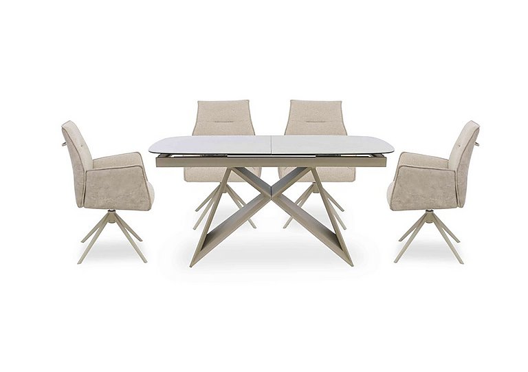Mirage Small Extending Dining Table and 4 Swivel Dining Arm Chairs