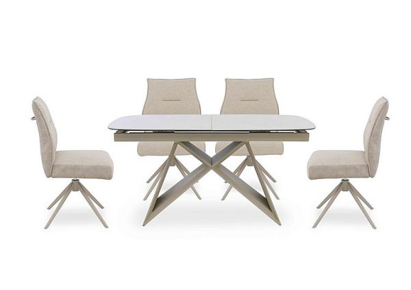 Mirage Small Extending Dining Table and 4 Swivel Chairs | Bed Sava