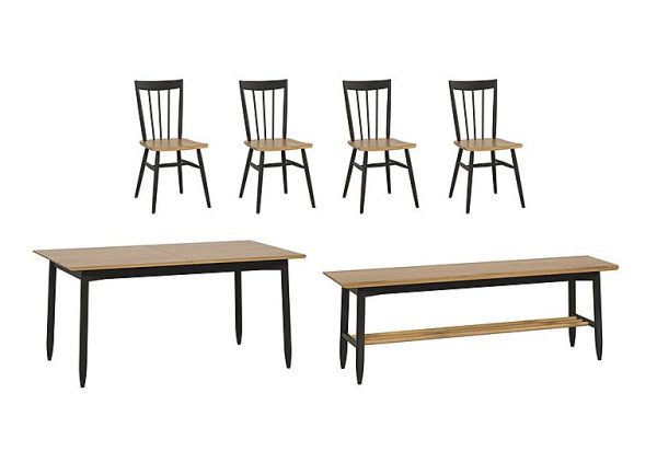 Ercol  Monza Medium Extending Dining Table 4 Chairs and Bench | Bed Sava