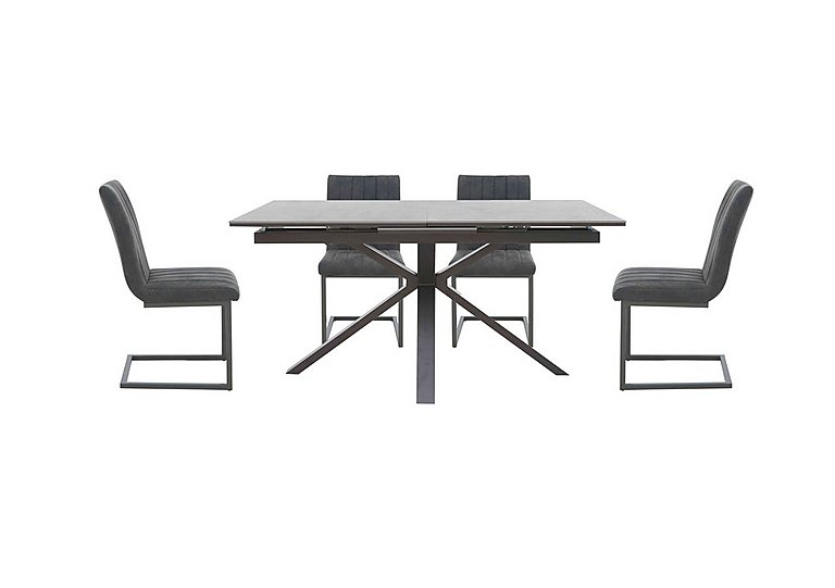 Moon Pop-Up Extending Dining Table and 4 Cantilever Chairs Set