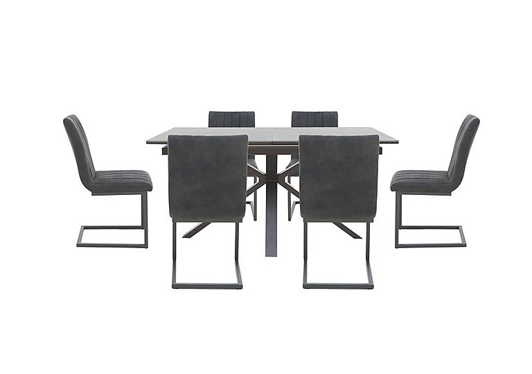 Moon Pop-Up Extending Dining Table and 6 Cantilever Chairs Set