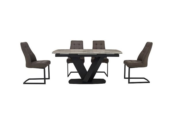 Merlin Large Extending Dining Table with 4 Chairs Set | Bed Sava