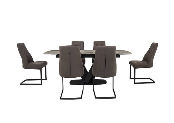 Merlin Large Extending Dining Table with 6 Chairs Set | Bed Sava