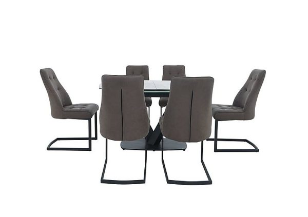 Merlin Small Extending Dining Table with 6 Chairs Set | Bed Sava