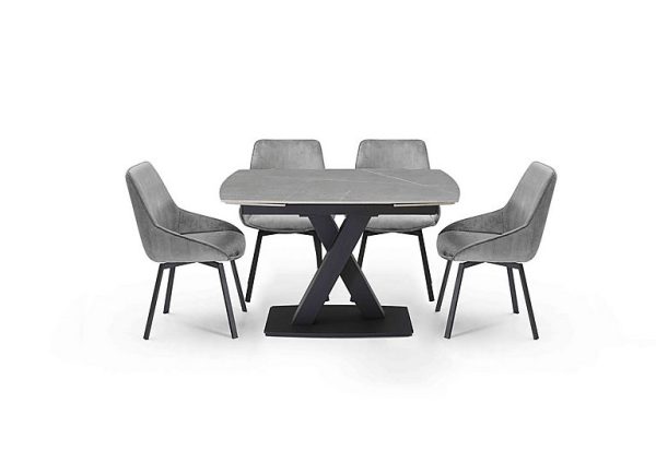 Murcia Extending Dining Table and 4 Veja Swivel Chairs | Bed Sava
