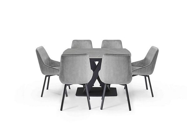 Murcia Extending Dining Table and 6 Veja Swivel Chairs | Bed Sava