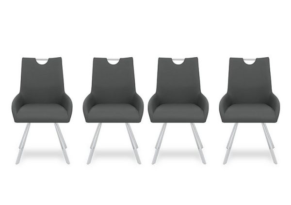 Nadal Set of 4 Swivel Dining Arm Chairs | Bed Sava
