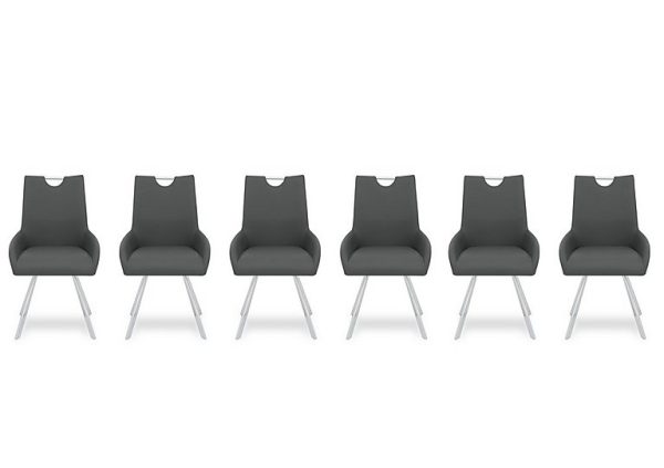 Nadal Set of 6 Swivel Dining Arm Chairs | Bed Sava