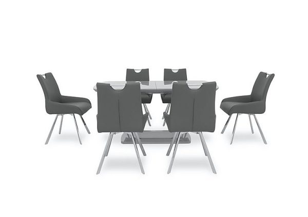 Nadal Extending Dining Table and 6 Swivel Dining Arm Chairs | Bed Sava