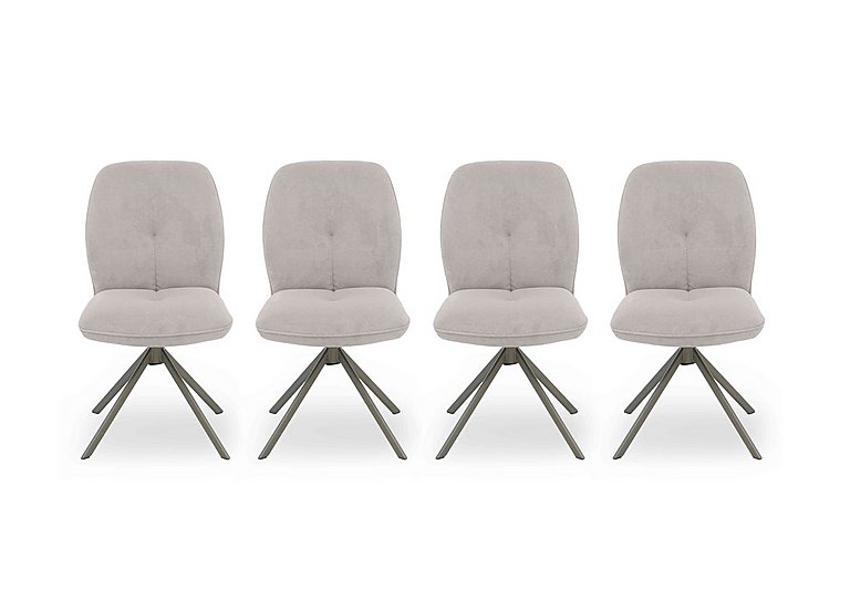 Perla Set of 4 Fabric Swivel Dining Chairs