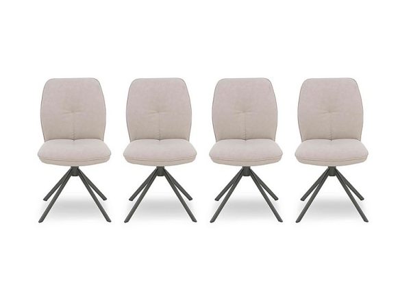 Perla Set of 4 Faux Leather Swivel Dining Chairs | Bed Sava