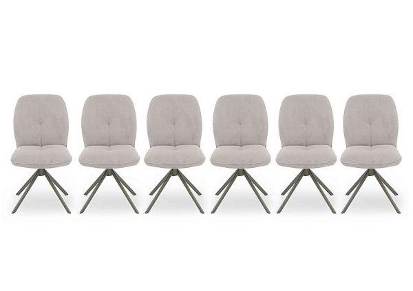Perla Set of 6 Fabric Swivel Dining Chairs | Bed Sava