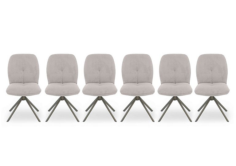 Perla Set of 6 Fabric Swivel Dining Chairs