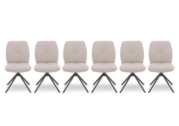 Perla Set of 6 Faux Leather Swivel Dining Chairs | Bed Sava