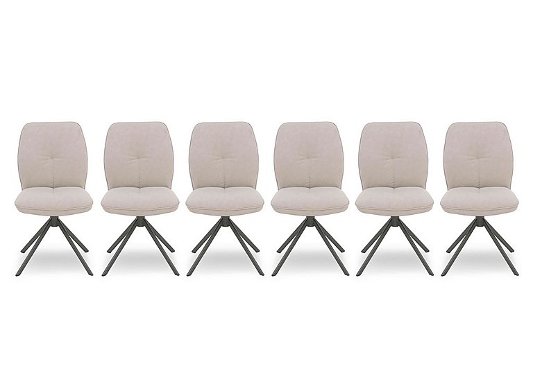Perla Set of 6 Faux Leather Swivel Dining Chairs