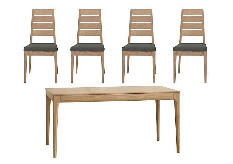 Ercol - Romana Medium Extending Dining Table and 4 Slatted Chairs