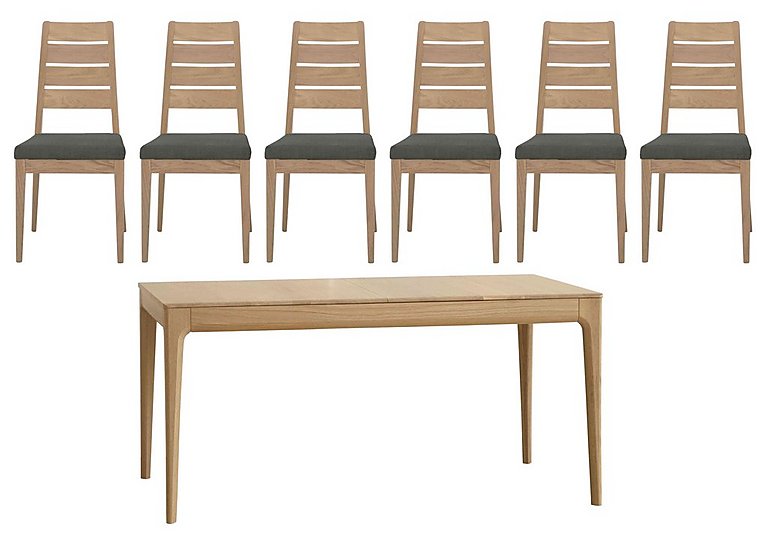 Ercol - Romana Medium Extending Dining Table and 6 Slatted Chairs