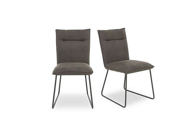 Ruben Pair of Faux Suede Dining Chairs | Bed Sava