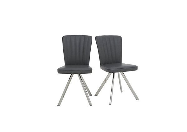 Vegas Pair of Faux Leather Swivel Dining Chairs | Bed Sava