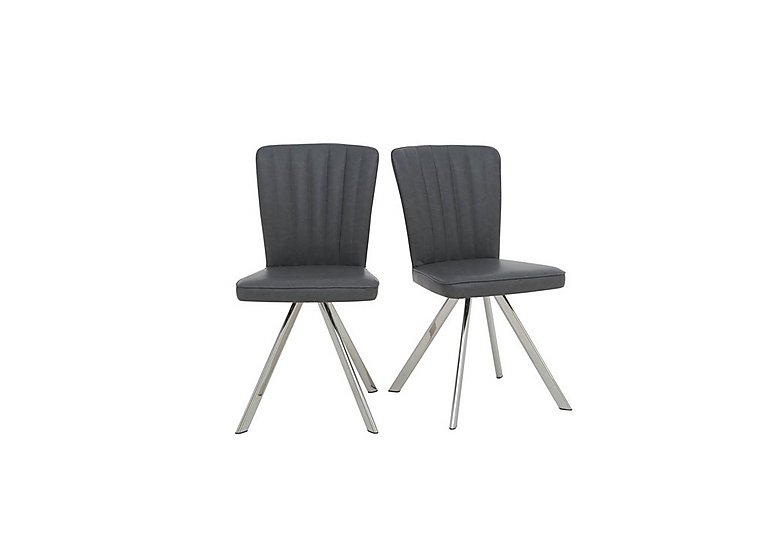 Vegas Pair of Faux Leather Swivel Dining Chairs
