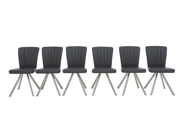 Vegas Set of 6 Faux Leather Swivel Dining Chairs | Bed Sava