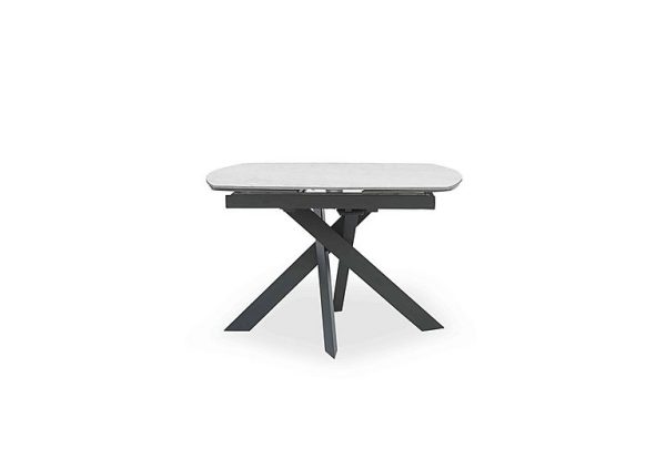 Warrior Crystal White Swivel Extending Dining Table | Bed Sava