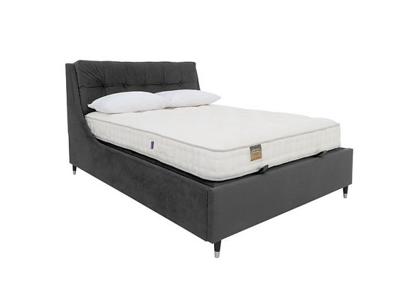 Javier Ottoman Bed Frame  King Size  Velvet Smoke | Bed Sava