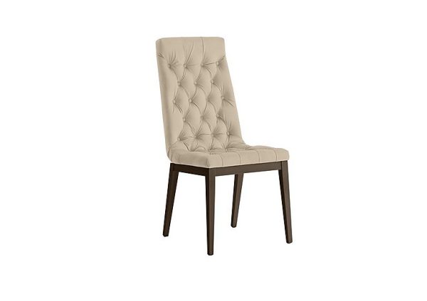Palazzo Capitonne Buttoned Dining Chair in Dark Walnut  Aquos Cream | Bed Sava